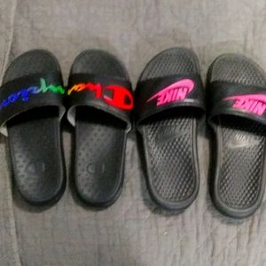 2 pair of slides in great shape Champion and Nike